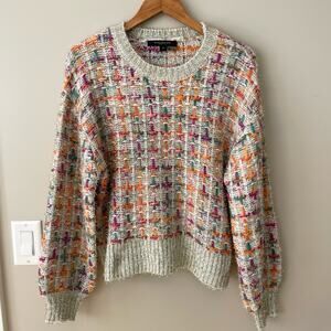 Marc New York Sz Small Sweater Plaid Sparkle Tinsel Holiday Confetti Celebrate